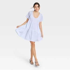 Adorable blue striped babydoll dress